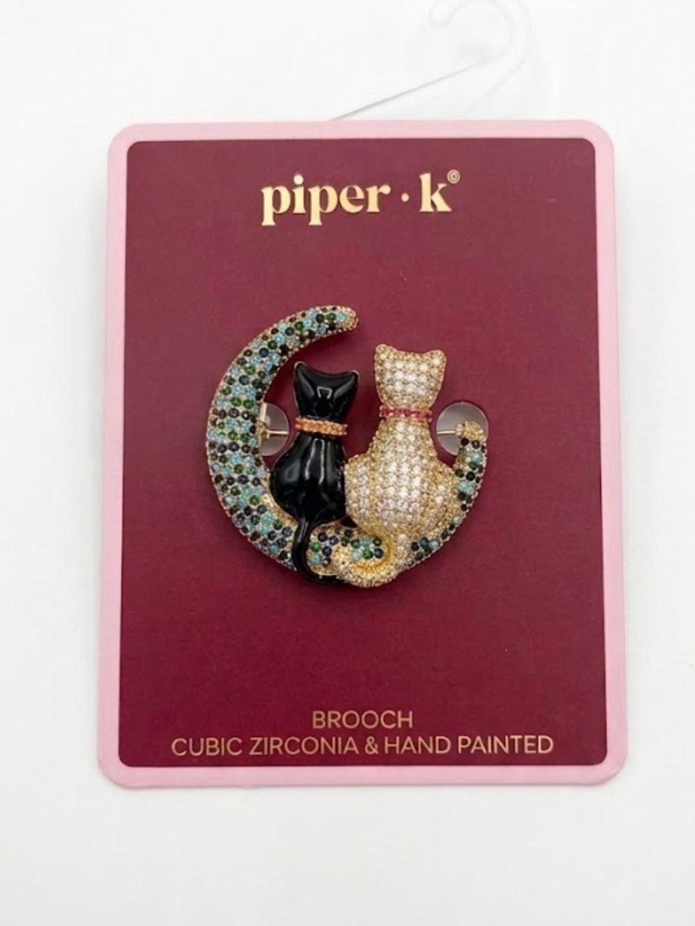 NWT ⚜️🐈‍⬛⚜️ Piper K Adorable Cats on the Moon Brooch Pin